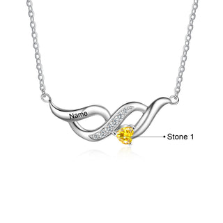 S925 Silver Heart Shape Birthstone Pendant Necklace