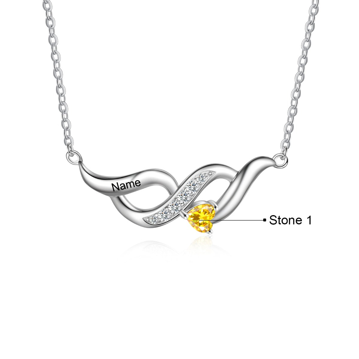 S925 Silver Heart Shape Birthstone Pendant Necklace