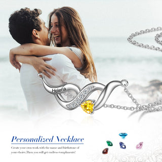 S925 Silver Heart Shape Birthstone Pendant Necklace