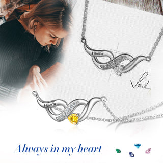 S925 Silver Heart Shape Birthstone Pendant Necklace