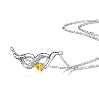S925 Silver Heart Shape Birthstone Pendant Necklace