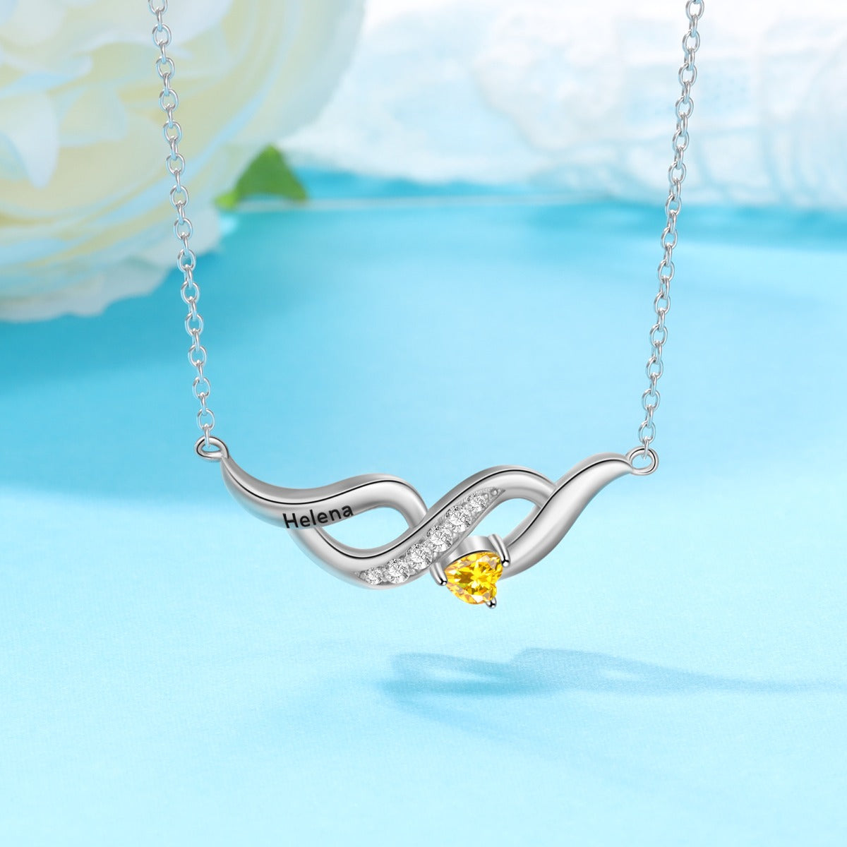S925 Silver Heart Shape Birthstone Pendant Necklace