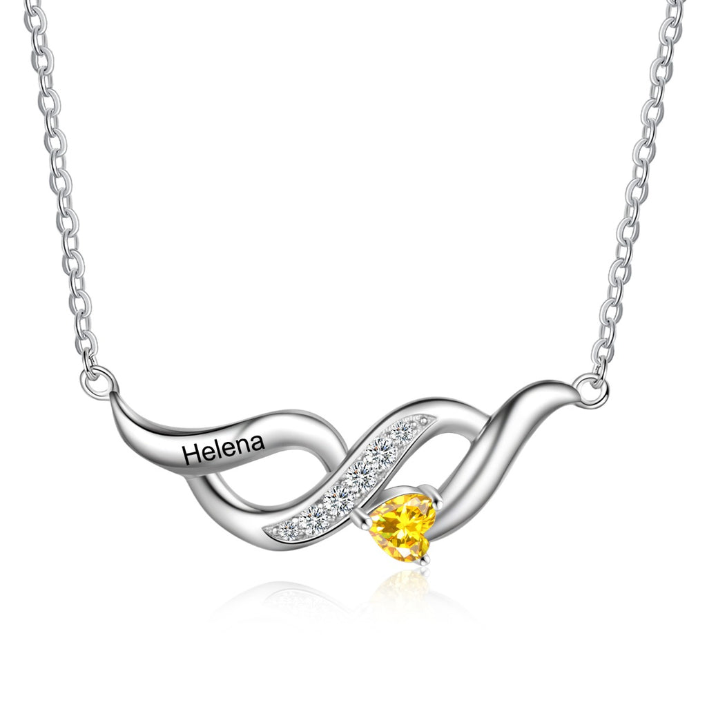 S925 Silver Heart Shape Birthstone Pendant Necklace