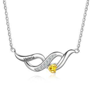 S925 Silver Heart Shape Birthstone Pendant Necklace