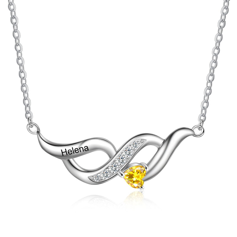 S925 Silver Heart Shape Birthstone Pendant Necklace