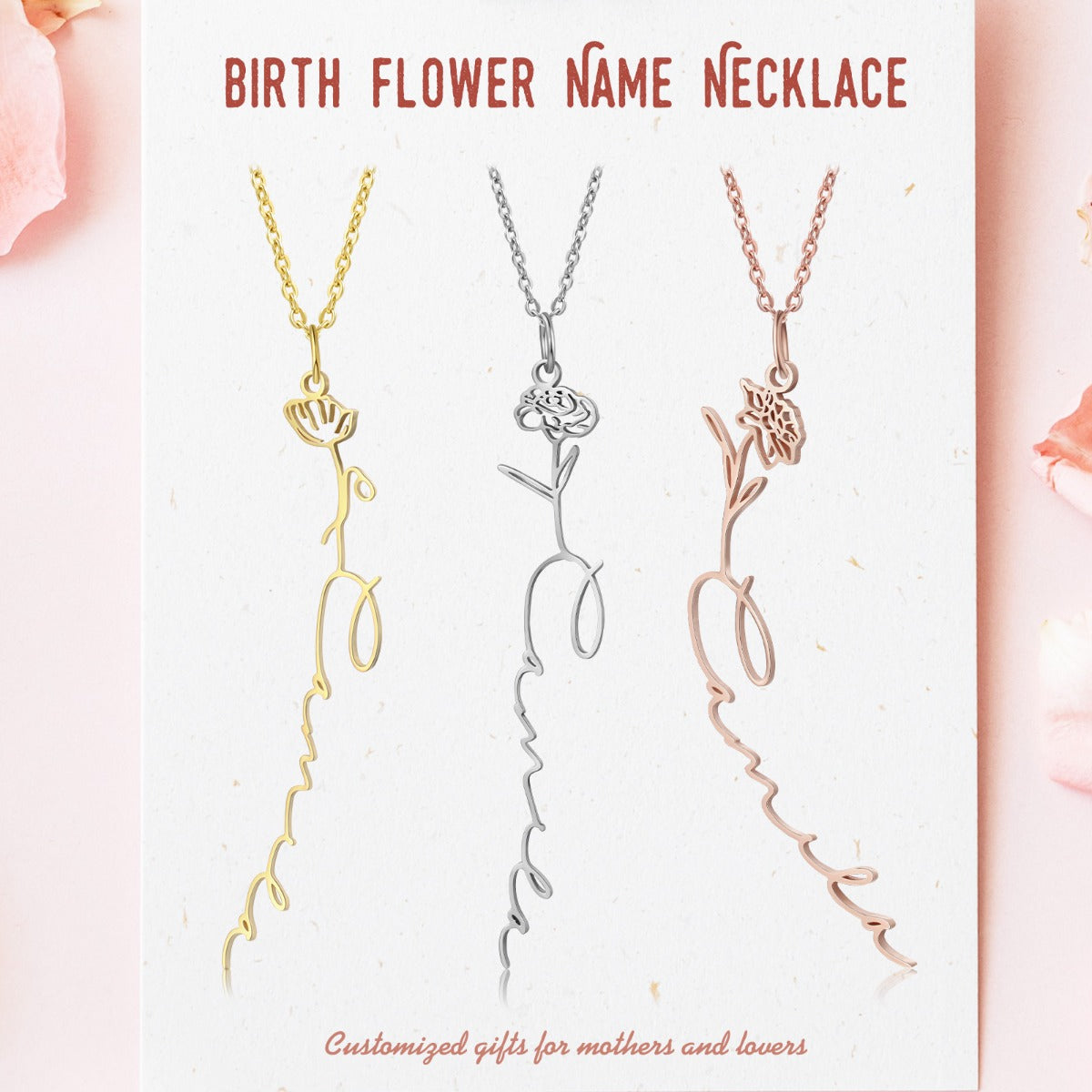 Birthflower Name Necklace