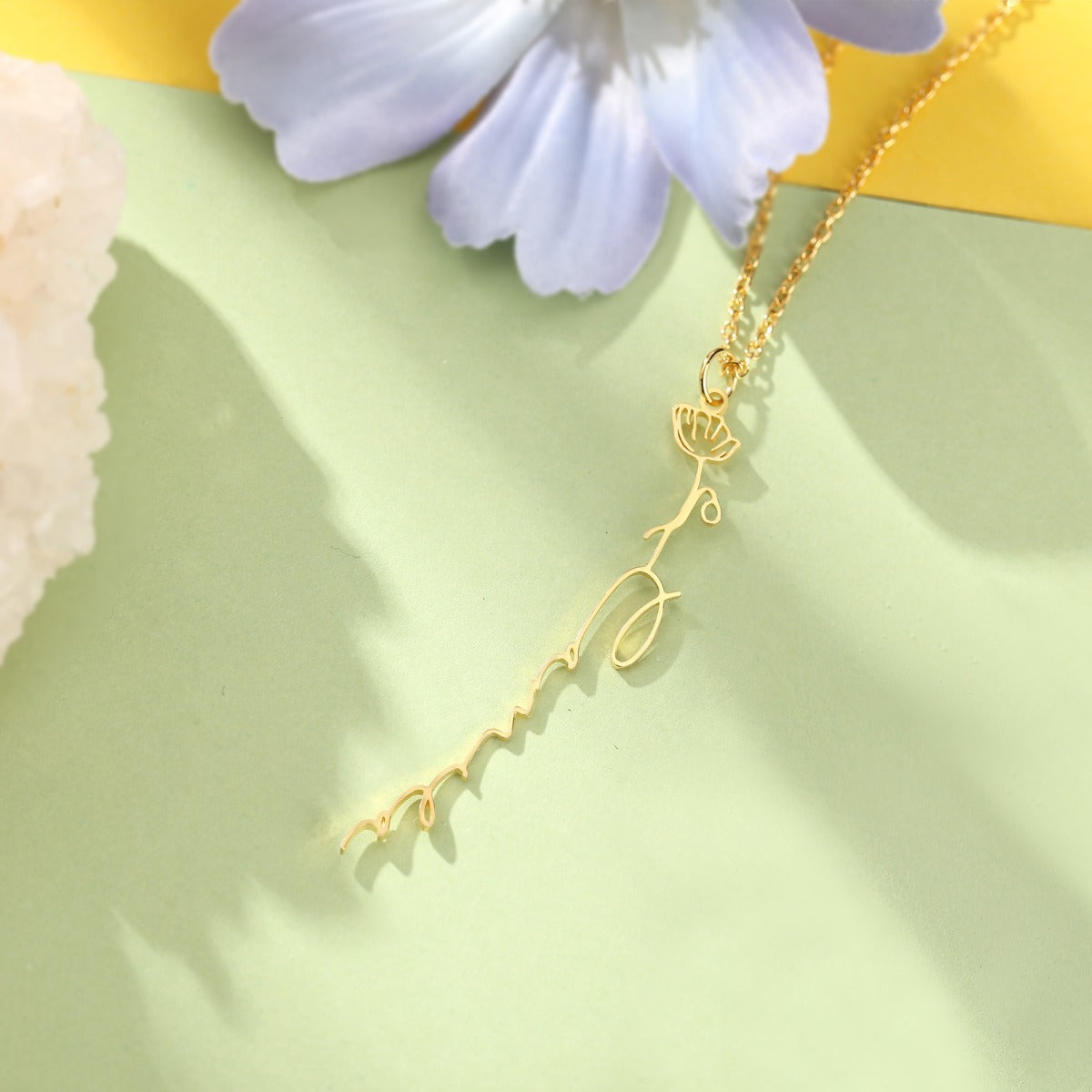 Birthflower Name Necklace
