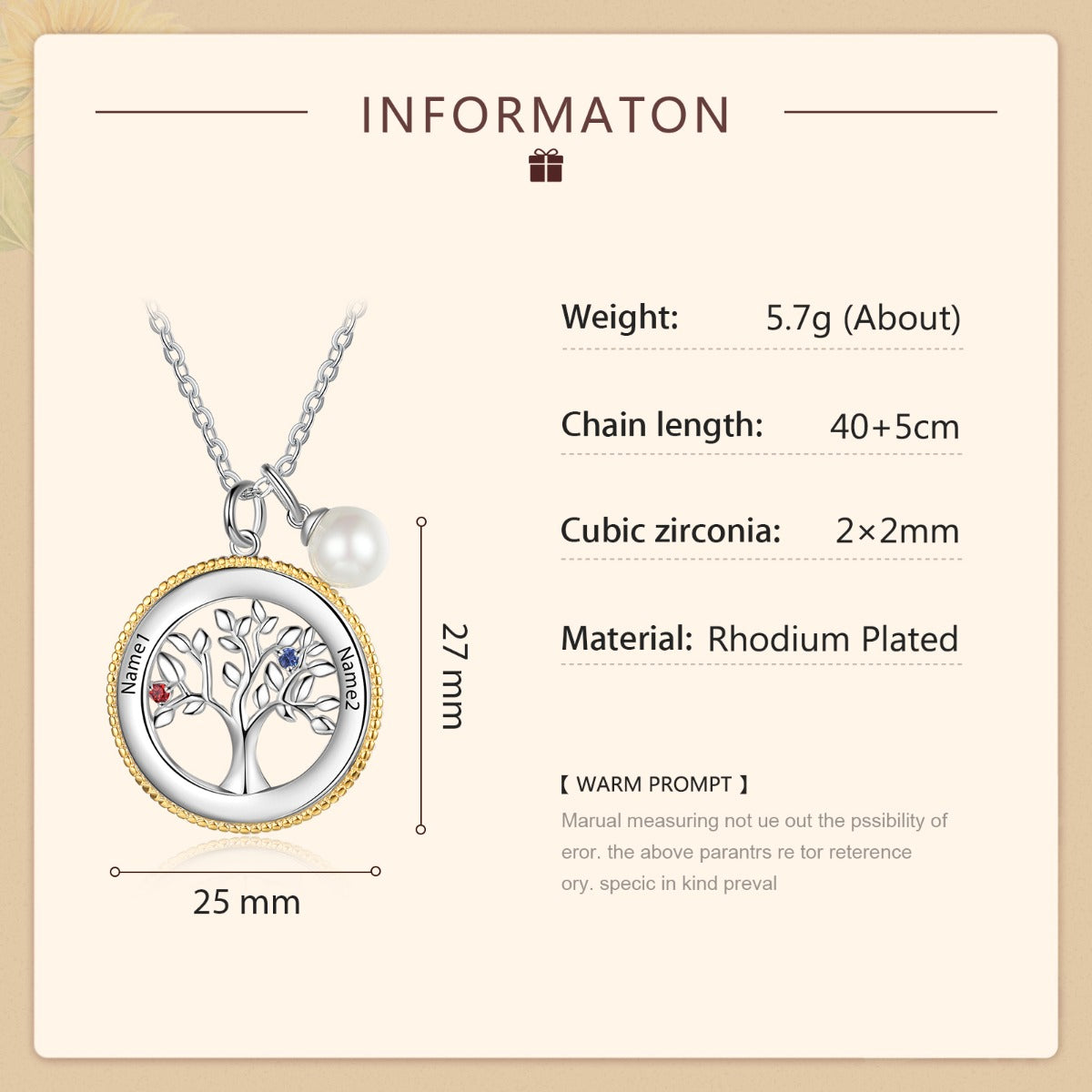 Rhodium Plated Tree of Life Pendant Necklace