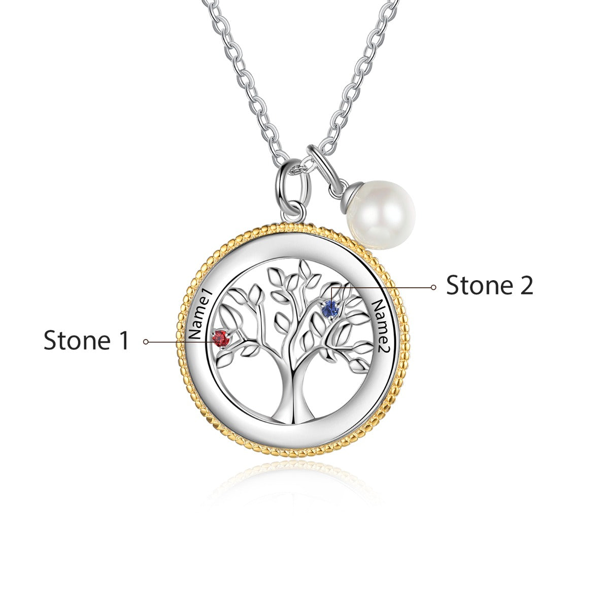 Rhodium Plated Tree of Life Pendant Necklace