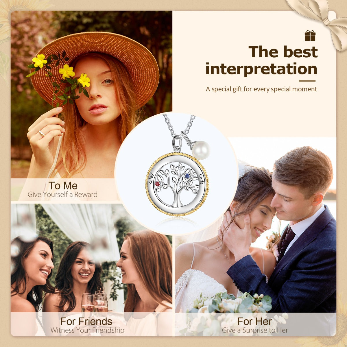 Rhodium Plated Tree of Life Pendant Necklace