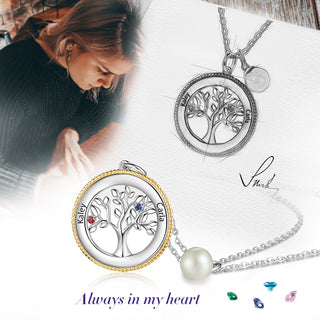 Rhodium Plated Tree of Life Pendant Necklace