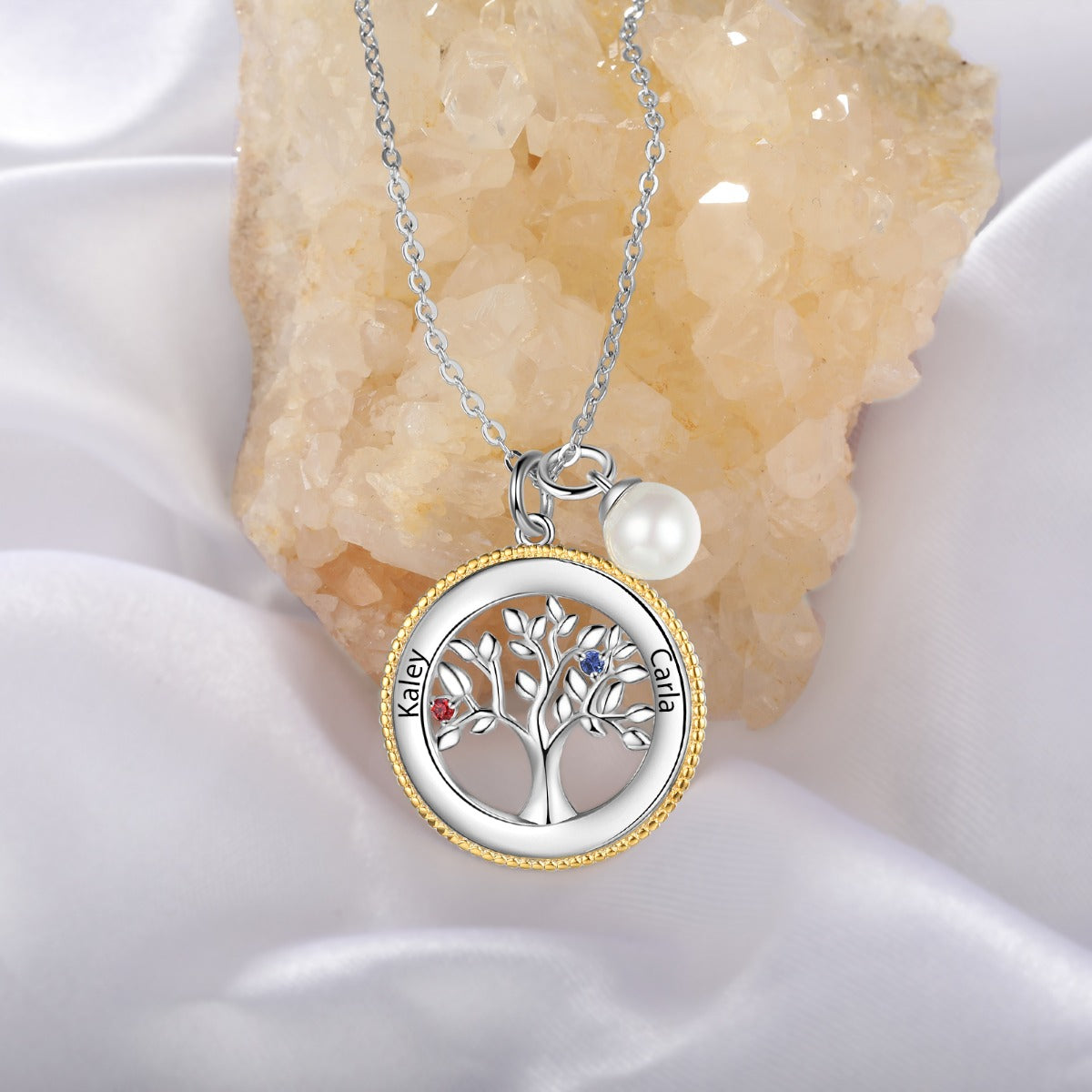 Rhodium Plated Tree of Life Pendant Necklace