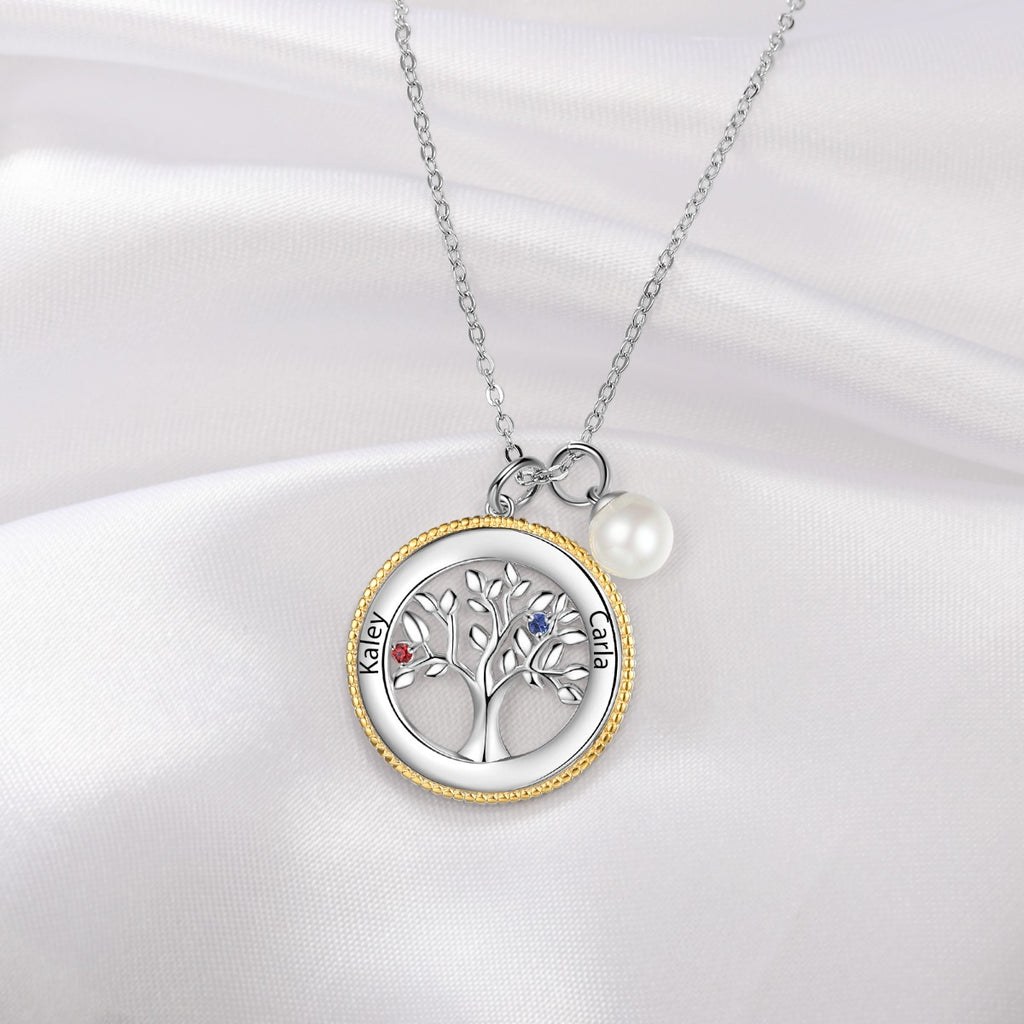 Rhodium Plated Tree of Life Pendant Necklace