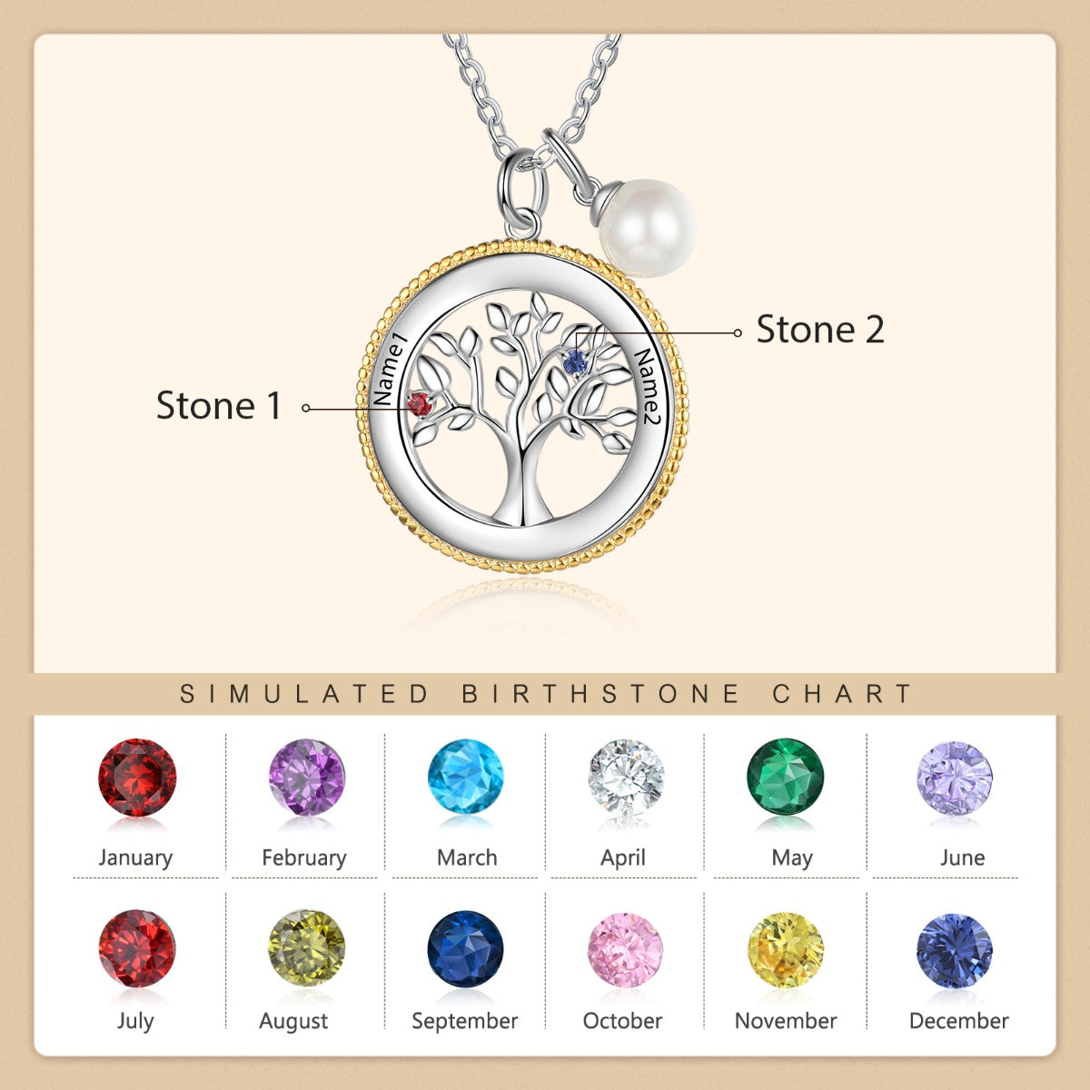 Rhodium Plated Tree of Life Pendant Necklace
