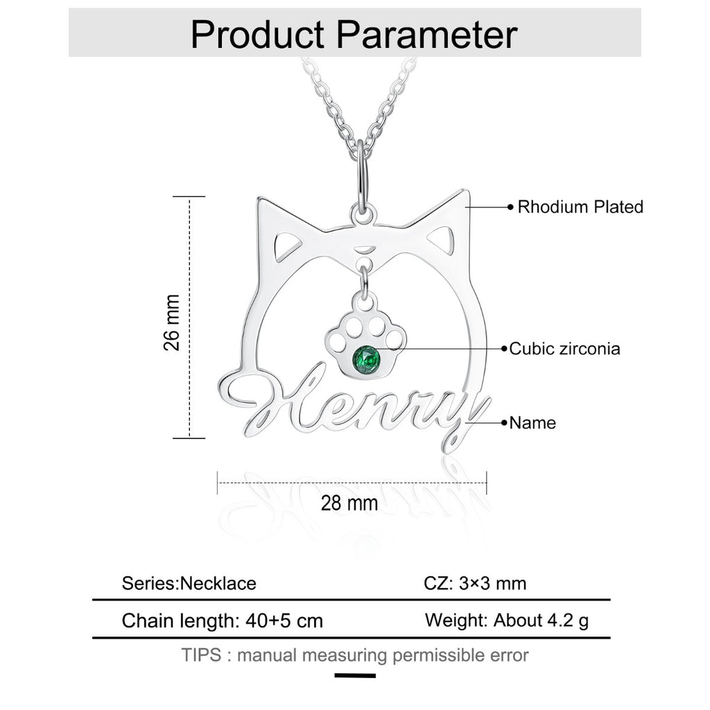 Cat Name Line Cut Name Necklace