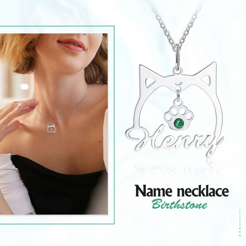 Cat Name Line Cut Name Necklace