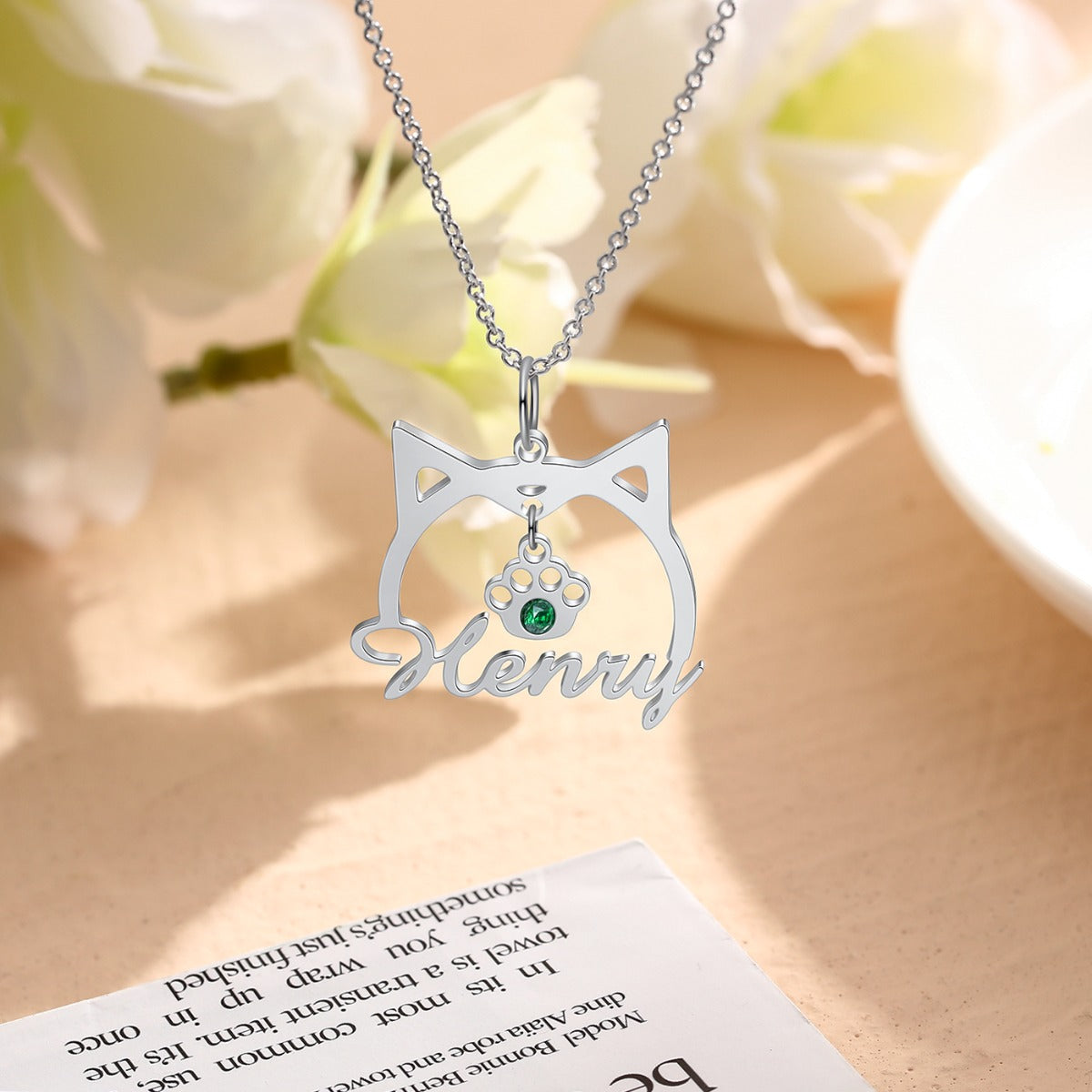 Cat Name Line Cut Name Necklace