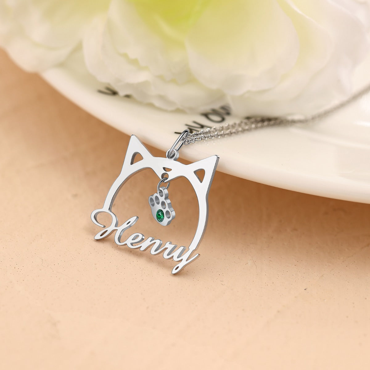 Cat Name Line Cut Name Necklace