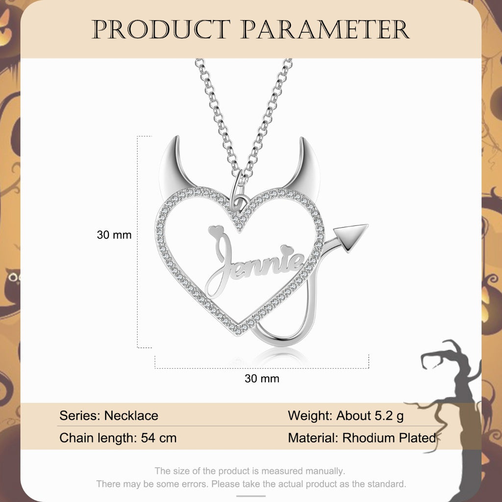 Copper Heart Shape Evil Name Pendant Necklace
