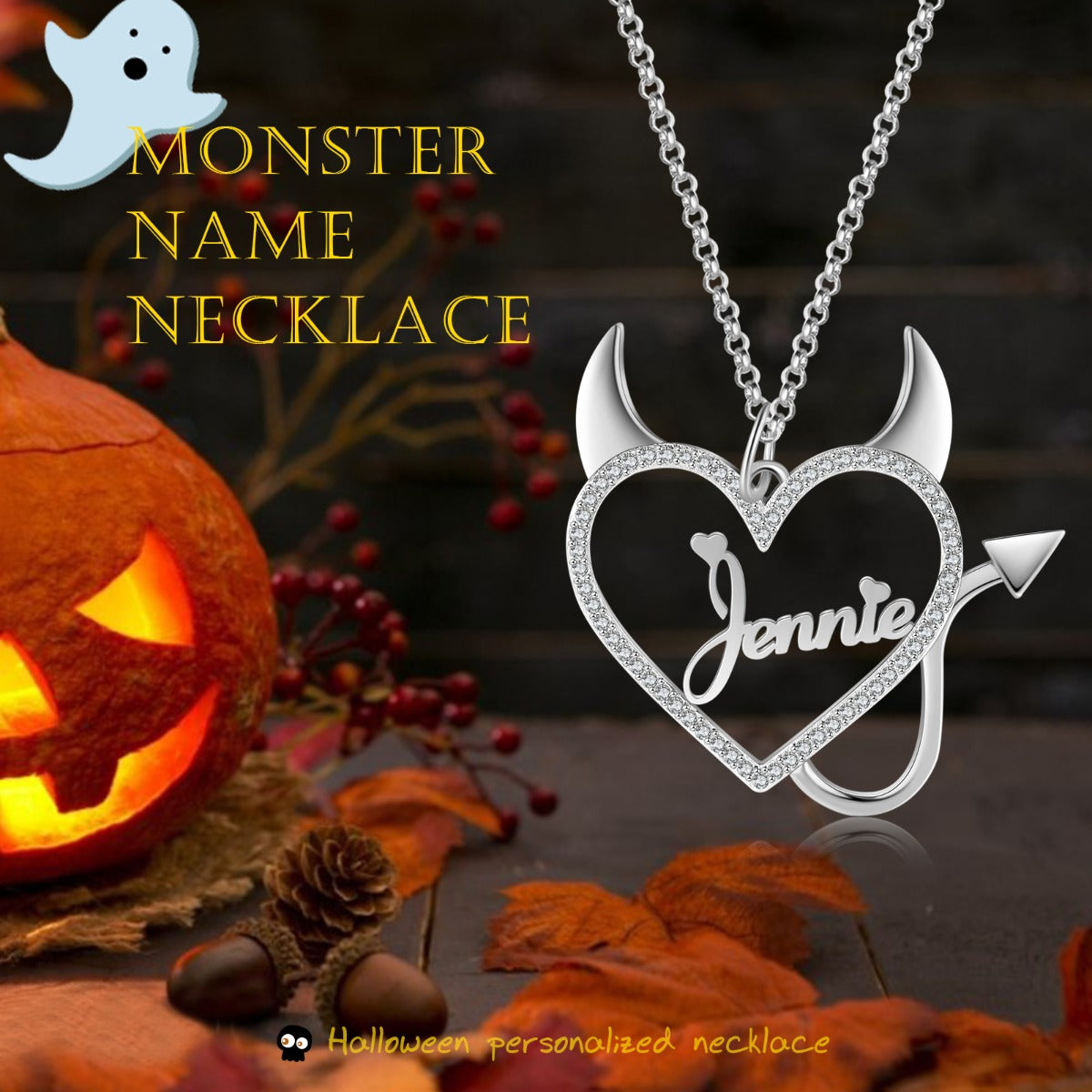 Copper Heart Shape Evil Name Pendant Necklace