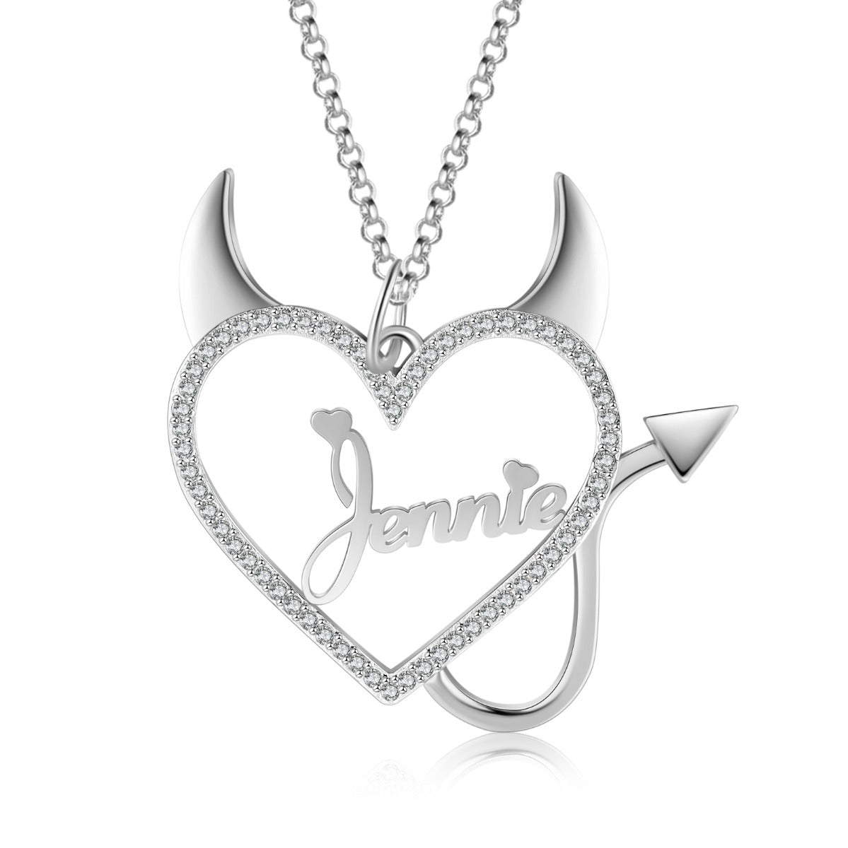 Copper Heart Shape Evil Name Pendant Necklace