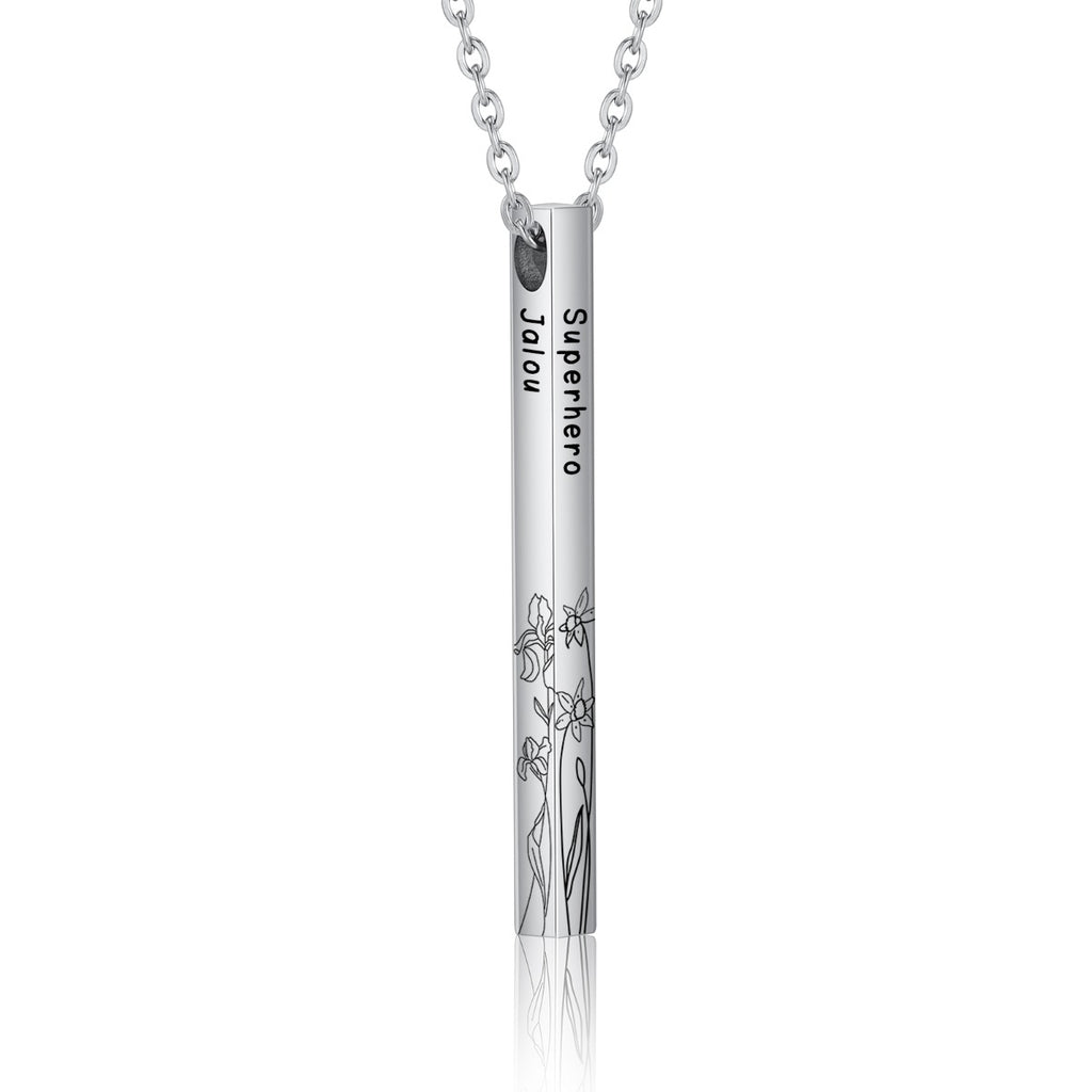 Personalized Sainless Steal Vertical Bar Necklace