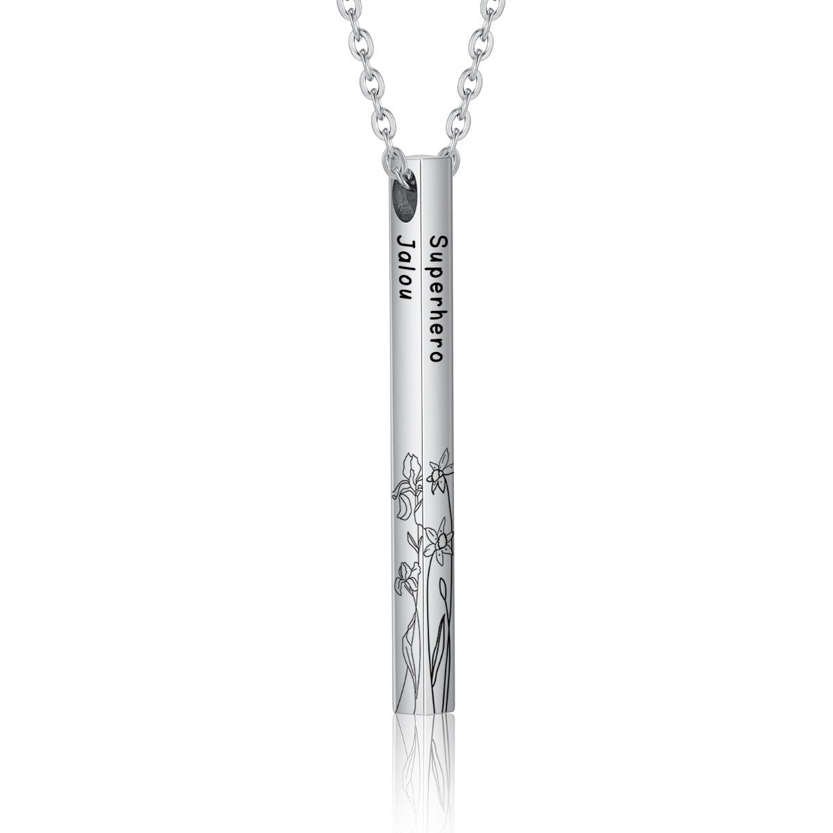 Personalized Sainless Steal Vertical Bar Necklace