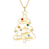 Engraved Rhodium Plated Christmas Tree Necklace