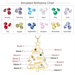 Engraved Rhodium Plated Christmas Tree Necklace