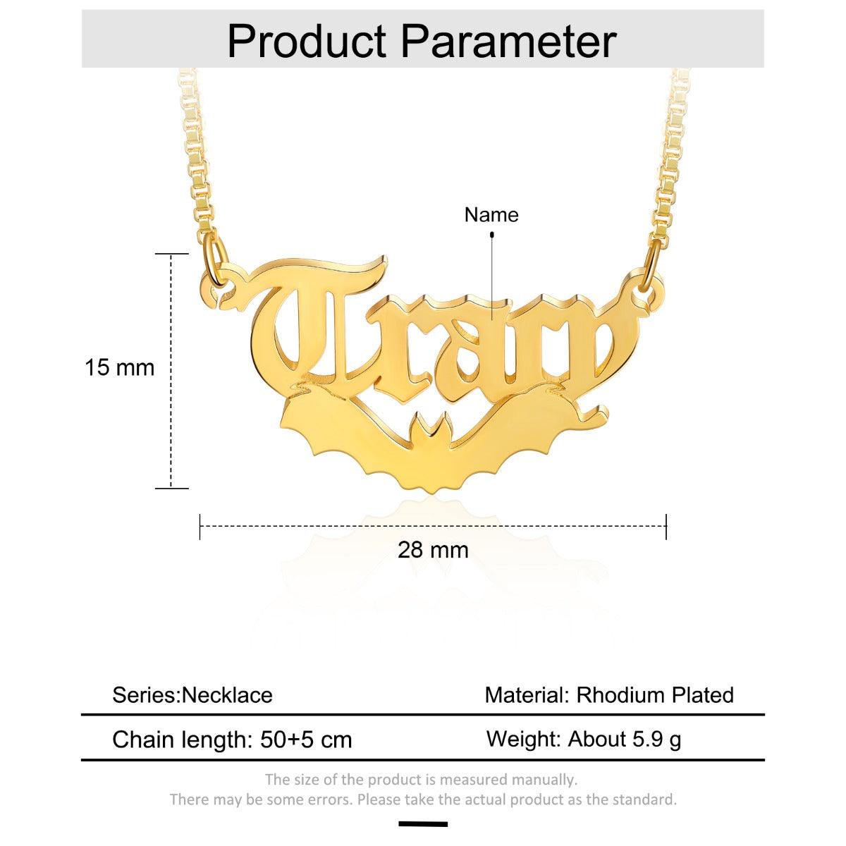 Personalized Rhodium Plated Necklace