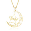Personalized Rhodium Pated Star Moon Name Necklace