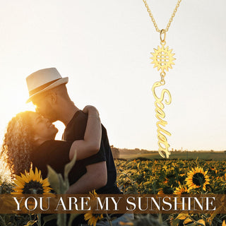 Personalized Rhodium Plated Sunflower Name Necklace