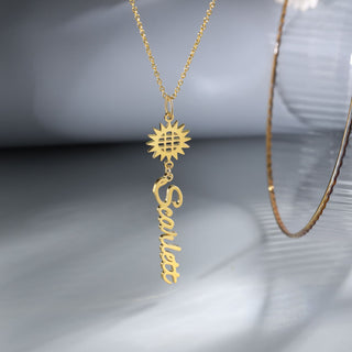 Personalized Rhodium Plated Sunflower Name Necklace