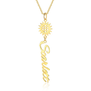 Personalized Rhodium Plated Sunflower Name Necklace