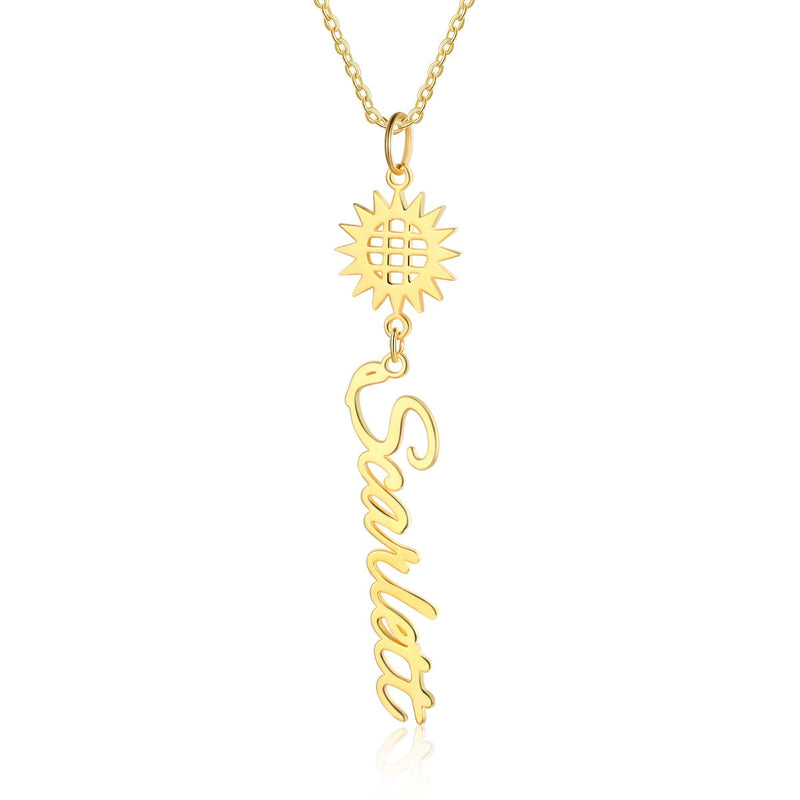 Personalized Rhodium Plated Sunflower Name Necklace