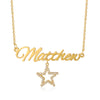 18K Gold Plated Copper Star Snowflake Pendant Necklace with Name