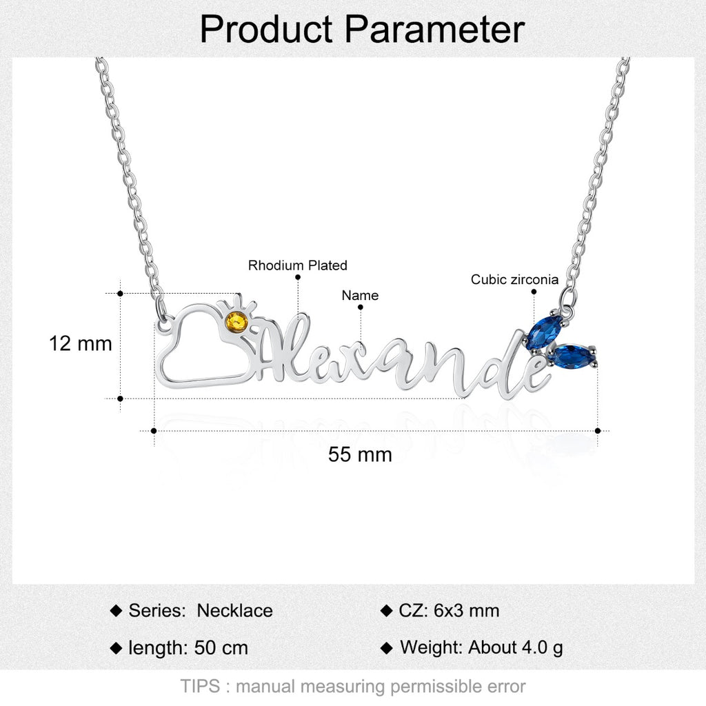 Rhodium Plated Name Necklace