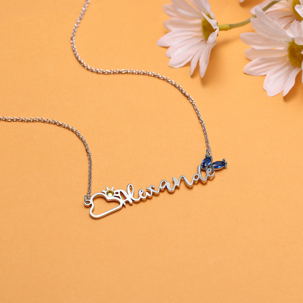 Rhodium Plated Name Necklace