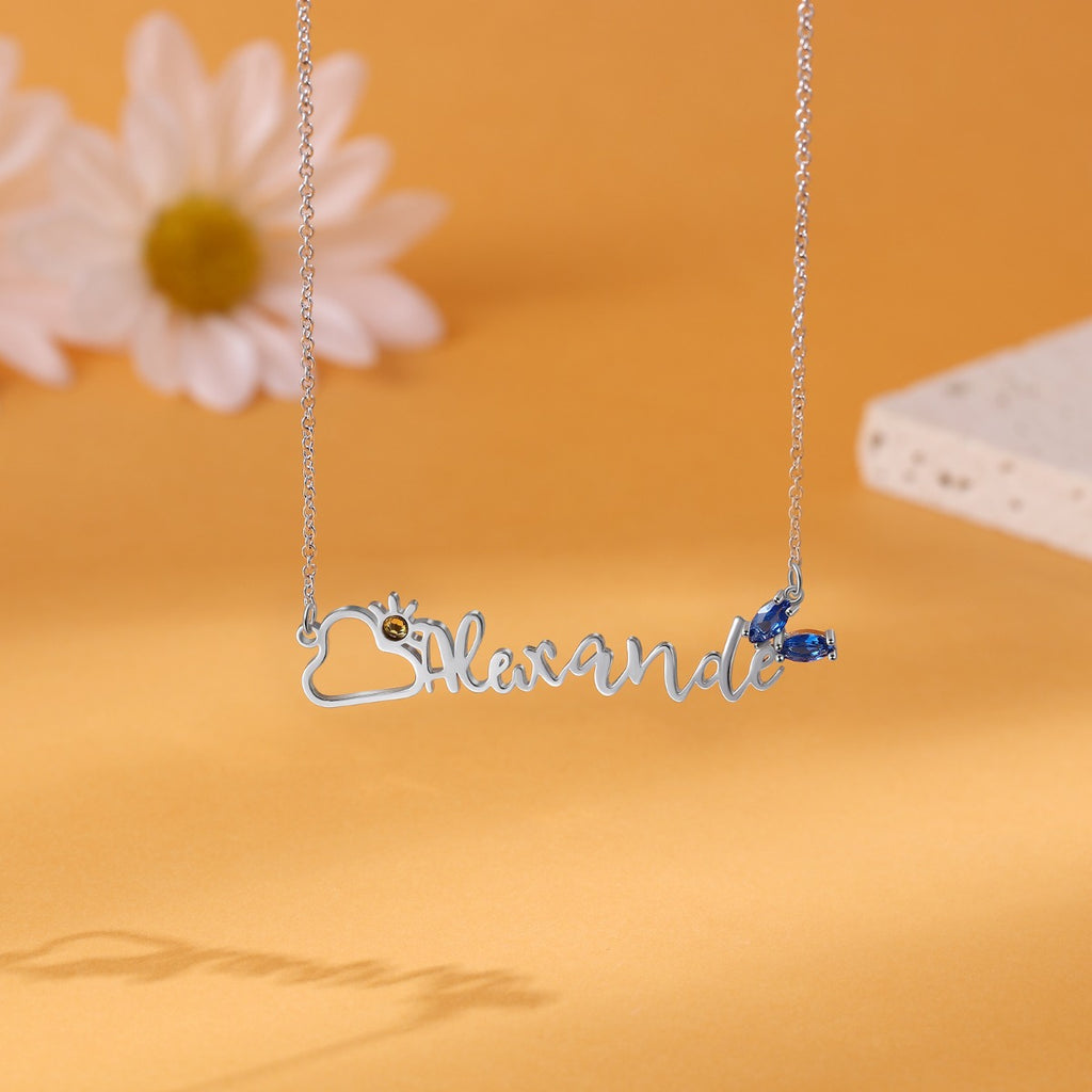Rhodium Plated Name Necklace