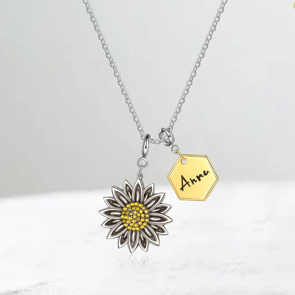 Copper Sunflower Pendant Necklace