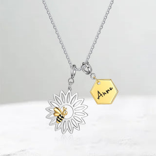 Copper Sunflower Bee Necklace