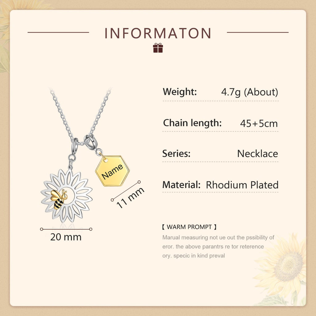 Copper Sunflower Bee Necklace