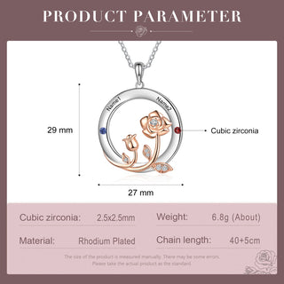 Rhodium Plated Rose Flower Pendant Necklace