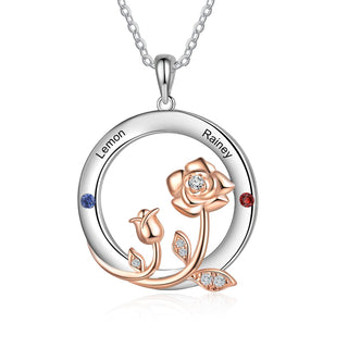 Rhodium Plated Rose Flower Pendant Necklace
