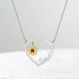 Copper Heart Shape Sunflower Necklace