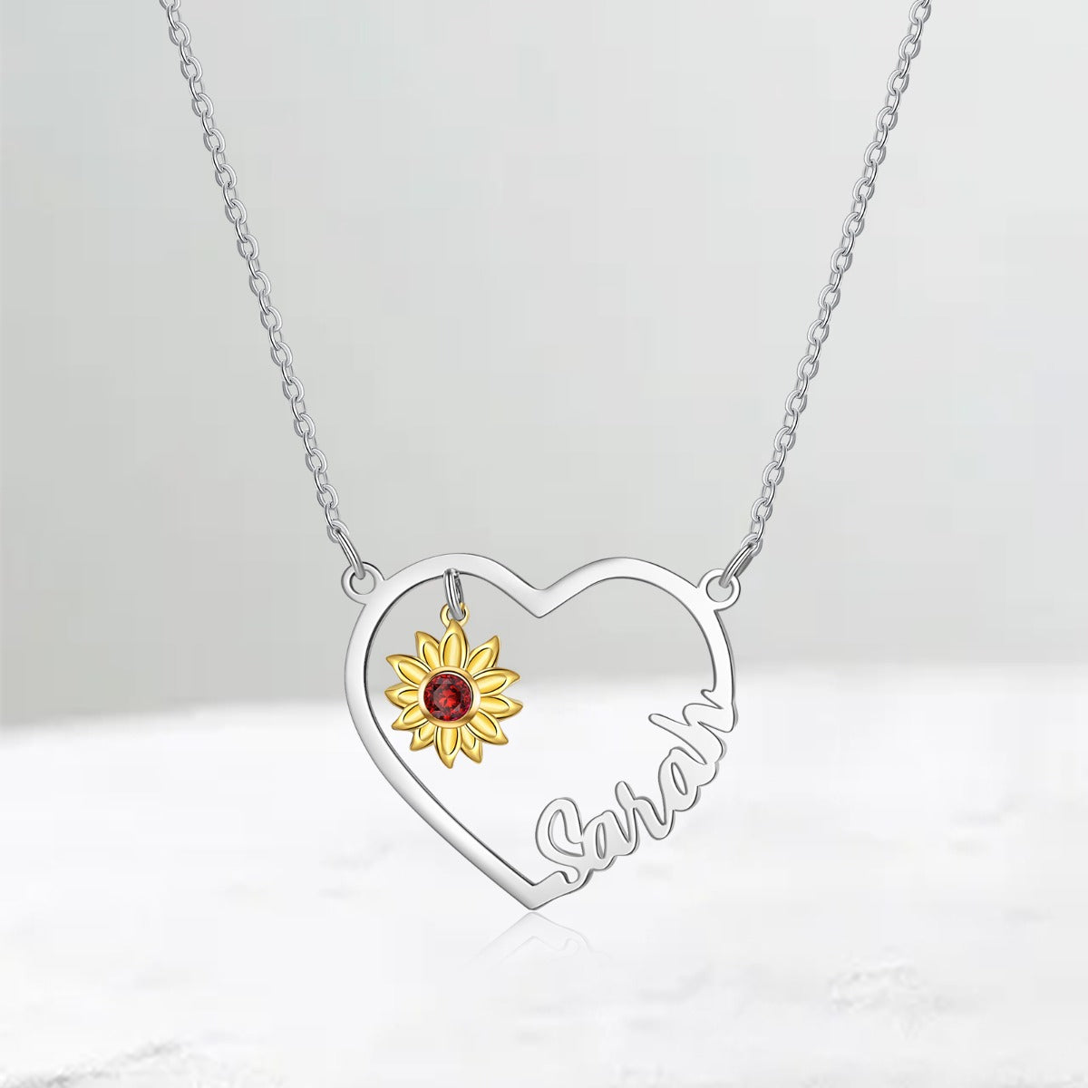 Copper Heart Shape Sunflower Necklace