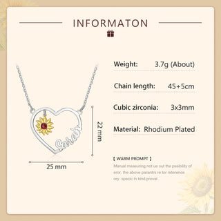 Copper Heart Shape Sunflower Necklace