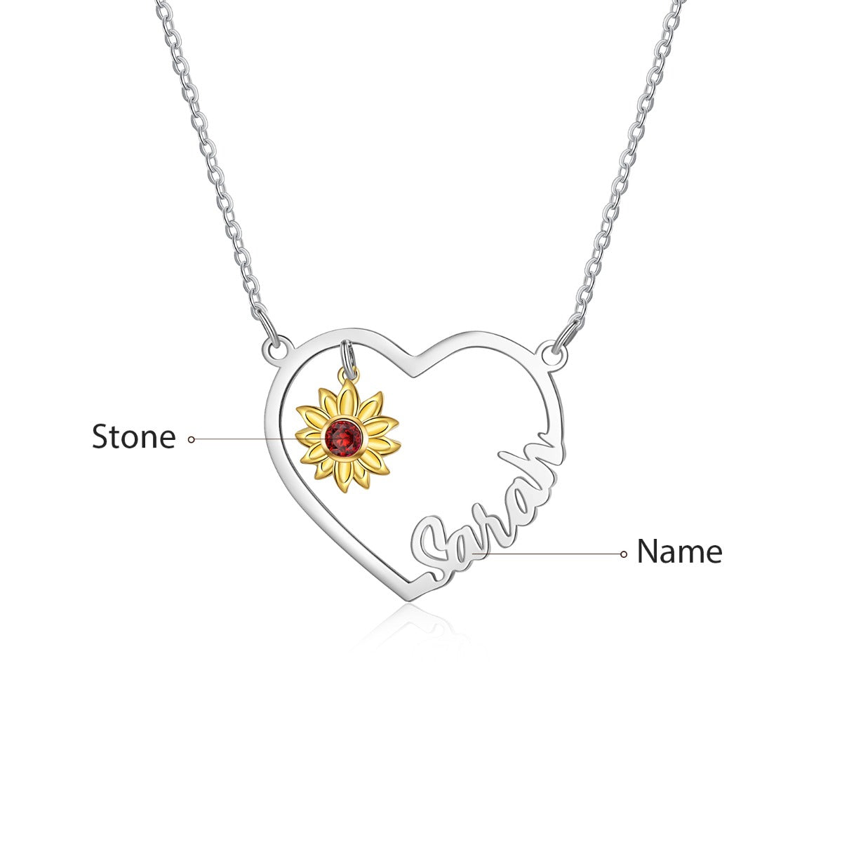 Copper Heart Shape Sunflower Necklace