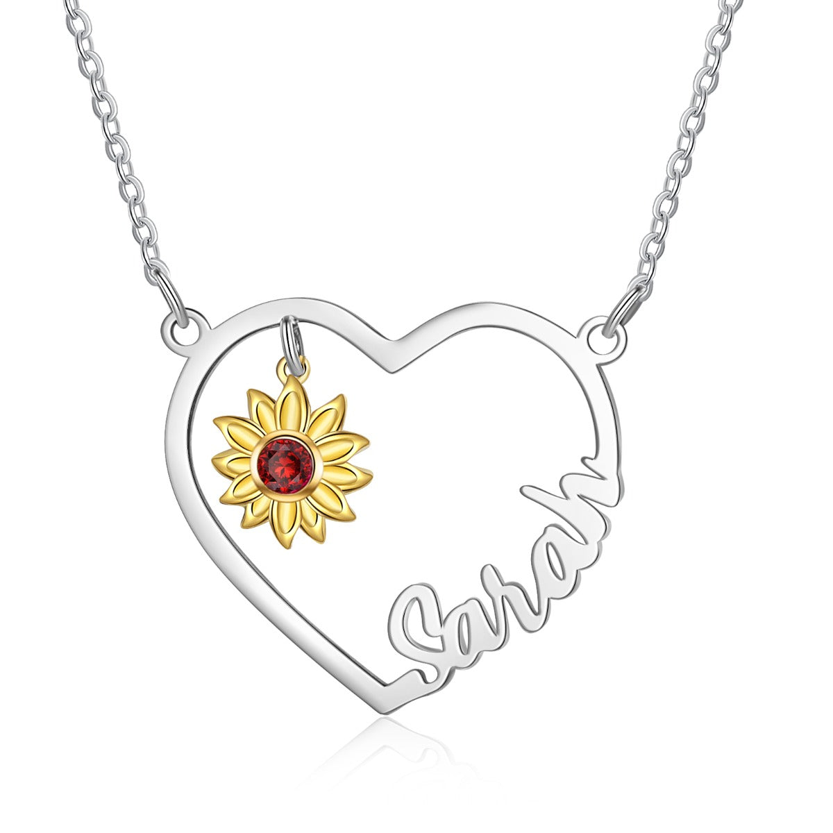 Copper Heart Shape Sunflower Necklace