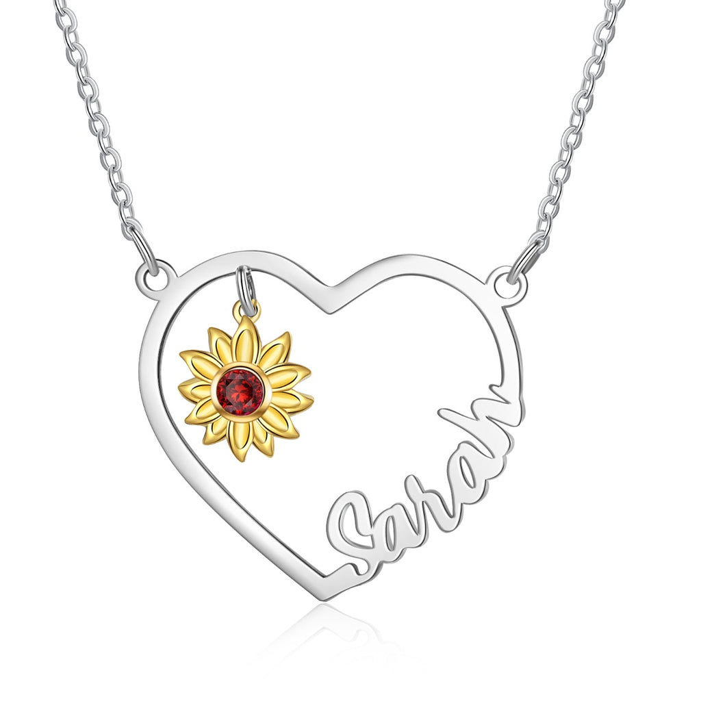 Copper Heart Shape Sunflower Necklace